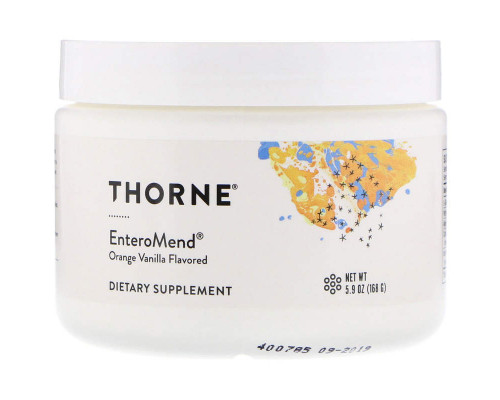 Підтримка кишківника, Enteromend, Thorne, смак апельсину і ванілі, 168 г
