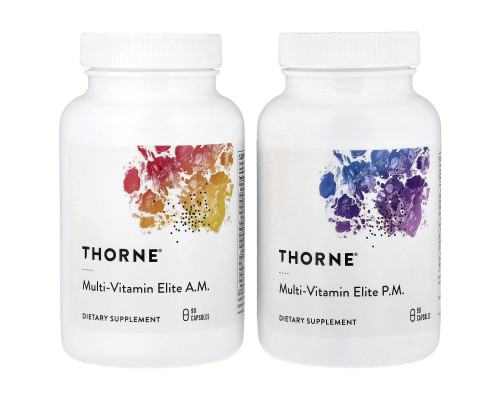 Мультивітаміни еліт до полудня і після полудня, Multi-Vitamin Elite Details, Thorne, 2 пляшки по 90 капсул
