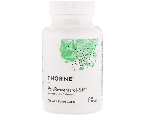 Ресвератрол, птеростільбен, куркумін, PolyResveratrol-SR, Thorne, 60 капсул
