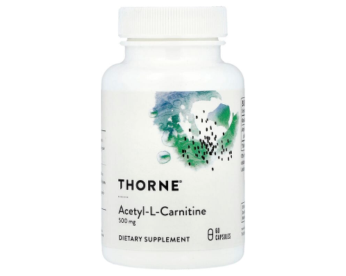 Ацетил карнітин,  Acetyl-L-Carnitine, Thorne, 500 мг, 60 капсул