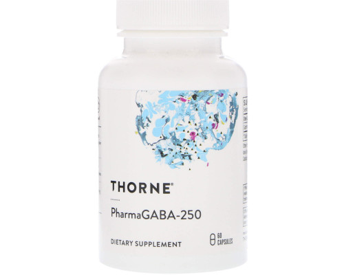 Гамма-аміномасляна кислота, PharmaGABA-250, Thorne, 60 капсул (250 мг на капсулу)