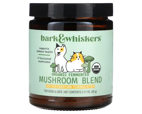 Комплекс грибів для здоров'я тварин, Mushroom Blend, Dr. Mercola, органічна ферментована грибна суміш для собак та котів, 60 г