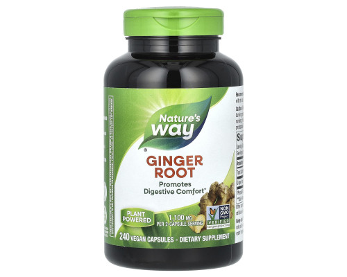 Корінь імбиру (Ginger Root), Nature's Way, 1100 мг, 240 веганських капсул (550 мг на капсулу)