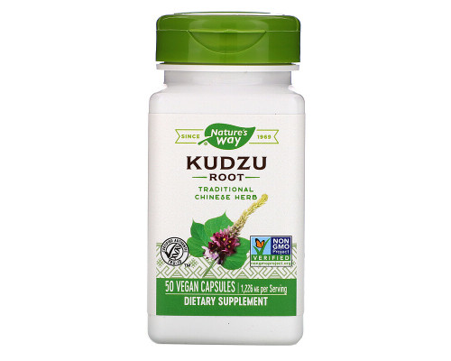 Кудзу, Kudzu Root, Nature's Way, корінь, 1226 мг, 50 веганських капсул (613 мг на капсулу)