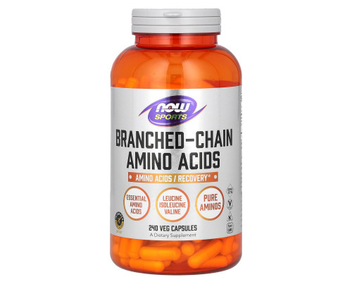 BCAA амінокислоти з розгалуженим ланцюгом, Amino Acids, Now Foods, Sports, 240 капсул