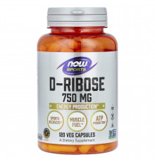 D-рибоза, D-Ribose, Now Foods, Sports, 750 мг, 120 вегетаріанських капсул