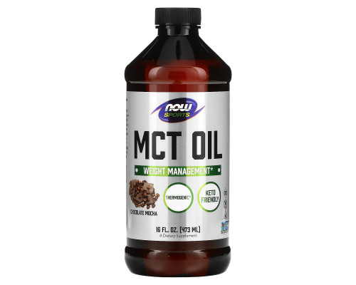 Масло МСТ для схуднення, MCT Oil, Now Foods, Sports, смак шоколадного мокко, 473 мл