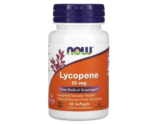 Лікопін (Lycopene), Now Foods, 10 мг, 60 гелевих капсул