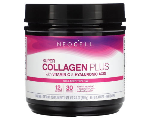 Колаген з вітаміном C та гіалуроновою кислотою, Super Collagen Plus, NeoCell, 390 г