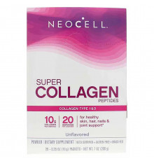 Колагенові пептиди, Super Collagen Peptides, Neocell, без смаку, 20 стиків, по 10 г кожен