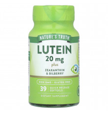 Лютеїн плюс зеаксантин та чорниця, Lutein, Nature's Truth, 39 гелевих капсул швидкого вивільнення