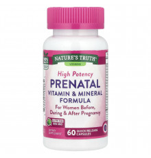 Вітаміни та мінералі пренатальні, Prenatal Vitamin & Mineral Formula, Nature's Truth, високоефективна формула, 60 капсул швидкого вивільнення