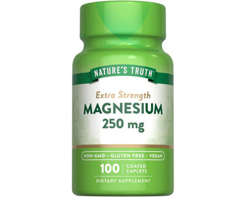 Магній, Magnesium, Nature's Truth, підвищена сила дії, 250 мг, 100 каплет