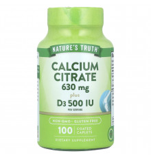 Кальцій цитрат плюс D3, Calcium Citrate Plus D3, Nature's Truth, 100 каплет