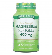 Магній, Magnesium, Nature's Truth, екстра сила, 400 мг, 72 гелевих капсул швидкого вивільнення