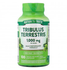 Трибулус террестрис, Tribulus Terrestris, Nature's Truth, 1000 мг, 100 капсул швидкого вивільнення (500 мг у капсулі)