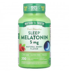 Мелатонін для сну, Sleep Melatonin, Nature's Truth, смак ягід, 5 мг, 200 швидкорозчинних таблеток
