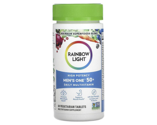 Мультивітаміни для чоловіків 50+, Men's One 50+, Rainbow Light, щоденні, висока потенція, 60 вегетаріанських пігулок