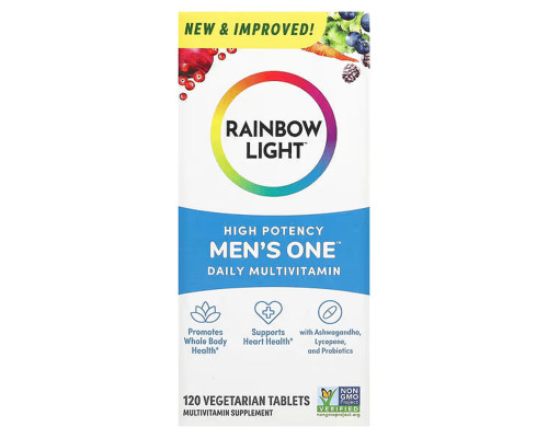 Мультивітаміни для чоловіків, Men's Multivitamin, Rainbow Light, одна на день, висока ефективність, 120 вегетаріанських таблеток