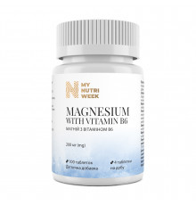 Магній з вітаміном В6, Magnesium with Vitamin B6, My Nutri Week, 200 мг, 100 таблеток (50 мг у таблетці)
