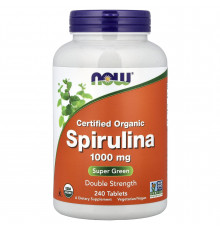 Спіруліна, Spirulina, NOW Foods, органічна, сертифікована, 1000 мг, 240 таблеток