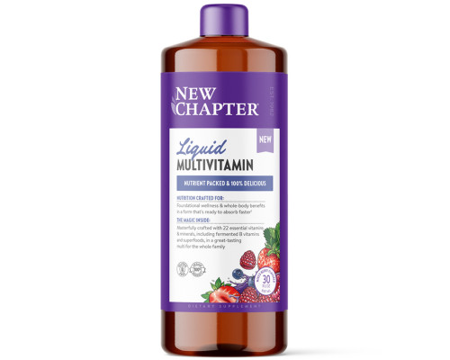 Мультивітаміни для всієї родини, Vegan Liquid Multivitamin for Whole Family, New Chapter, рідкі, веган, ягідний мікс, 887 мл