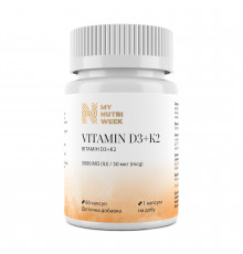 Вітамін D3+K2, Vitamin D3+K2, My Nutri Week, 5000 МО/50 мкг, 60 капсул