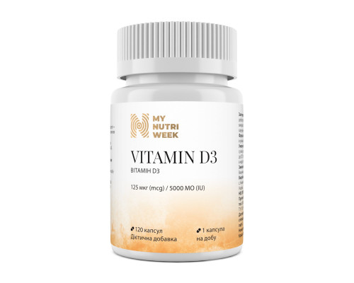 Вітамін D3, Vitamin D3, My Nutri Week, 125 мкг (5000 МО), 120 капсул