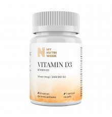 Вітамін D3, Vitamin D3, My Nutri Week, 50 мкг (2000 МО), 60 капсул