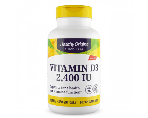 Вітамін D3 з олією МСТ, Vitamin D3, Healthy Origins, 2400 МО, 360 гелевих капсул