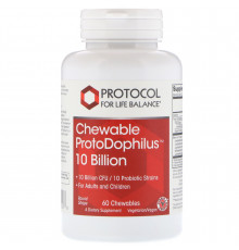 Пробіотик дофілус, ProtoDophilus, Protocol for Life Balance, 10 млрд, 60 жувальних таблеток