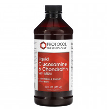 Глюкозамін і хондроїтин з МСМ, Liquid Glucosamine & Chondroitin with MSM, Protocol for Life Balance, рідкий, смак цитрус, 473 мл