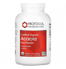 Акація, Acacia Pure Powder, Protocol for Life Balance, чистий порошок, сертифікований органічний, 340 г