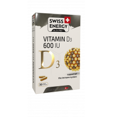 Вітамін D3 для імунітету, D3 600 IU, Swiss Energy, 15 мкг (600 МО), 30 веганських капсул