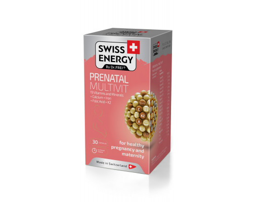 Мультивітаміни для вагітних та годуючих жінок, PRENATAL MULTIVIT, Swiss Energy, 19 вітамінів і мінералів, 30 капсул