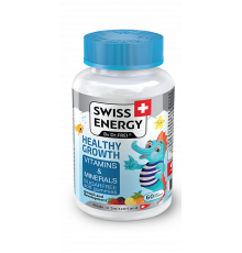 Вітаміни та мінерали, для дітей від 3 років, HEALTHY GROWTH Vitamins Minerals, Swiss Energy, без цукру, для росту, розвитку та імунітету, 60 жувальних цукерок