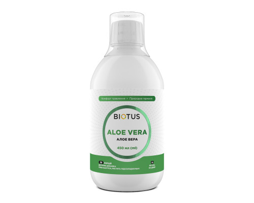 Алое Вера, Aloe Vera, Biotus, підтримка корисної мікрофлори, травної системи та шкіри, 450 мл