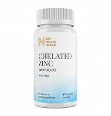 Цинк хелат, Chelated Zinc, My Nutri Week, 30 мг, 100 капсул