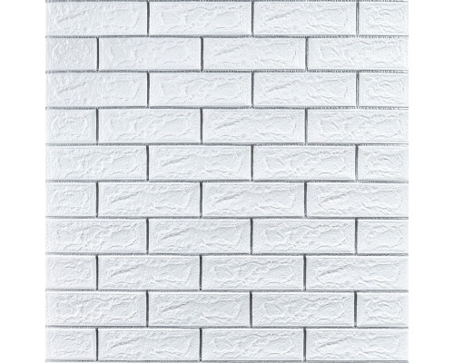 Самоклеющаяся 3D панель 700х770х5мм Белый кирпич полоска серебро (100-5) SW-00000753