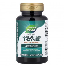 Ферменти для м'язів та травлення, Mega-Zyme®, Dual Action Enzymes, Nature's Way, подвійної дії, 200 таблеток