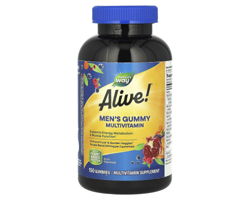 Мультивітаміни для чоловіків, Men's Gummy Multivitamin, Nature's Way, Alive!, фруктовий смак, 150 жувальних цукерок
