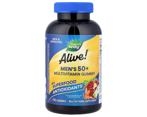 Мультивітаміни для чоловіків віком від 50 років, Alive! Men's 50+, Nature's Way, смак фруктів, 150 жувальних таблеток
