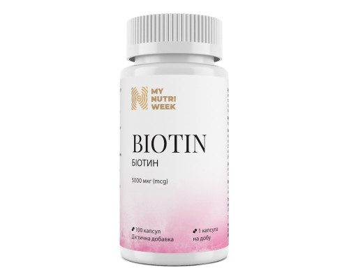 Біотин, Biotin, My Nutri Week, 5000 мкг, 100 капсул