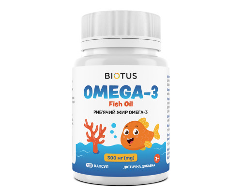 ОМЕГА-3 для дітей, OMEGA-3 for Kids, Biotus, риб'ячий жир, 300 мг, 120 капсул