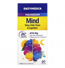 Магній для сну, протидії стресу та підтримки когнітивних функцій, Magnesium, Enzymedica, 60 капсул