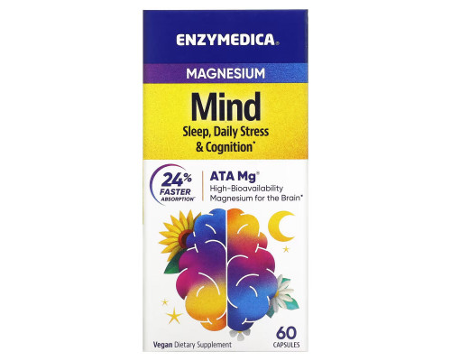 Магній для сну, протидії стресу та підтримки когнітивних функцій, Magnesium, Enzymedica, 60 капсул