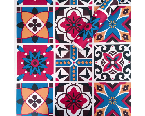 Самоклеющаяся пленка на бумажной основе 0,45х10м х 0,07мм Винтажная бордовая мозаика SW-00000789