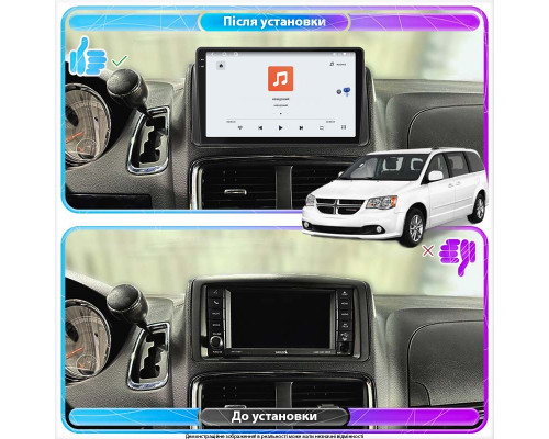 Штатная магнитола Lesko для Dodge Caravan V 2007-2020 экран 9" 4/64 QLED CarPlay 4G Wi-Fi GPS 360 Prime