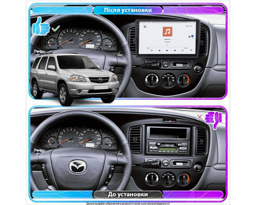 Штатная магнитола Lesko для Mazda Tribute I 2000-2004 экран 9" 4/64 QLED CarPlay 4G Wi-Fi GPS 360 Prime