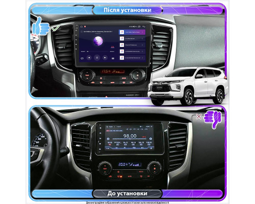 Штатная магнитола Lesko для Mitsubishi Pajero Sport III ver. 2 2015-2019 экран 9" 2/32Gb CarPlay 4G Wi-Fi GPS Prime